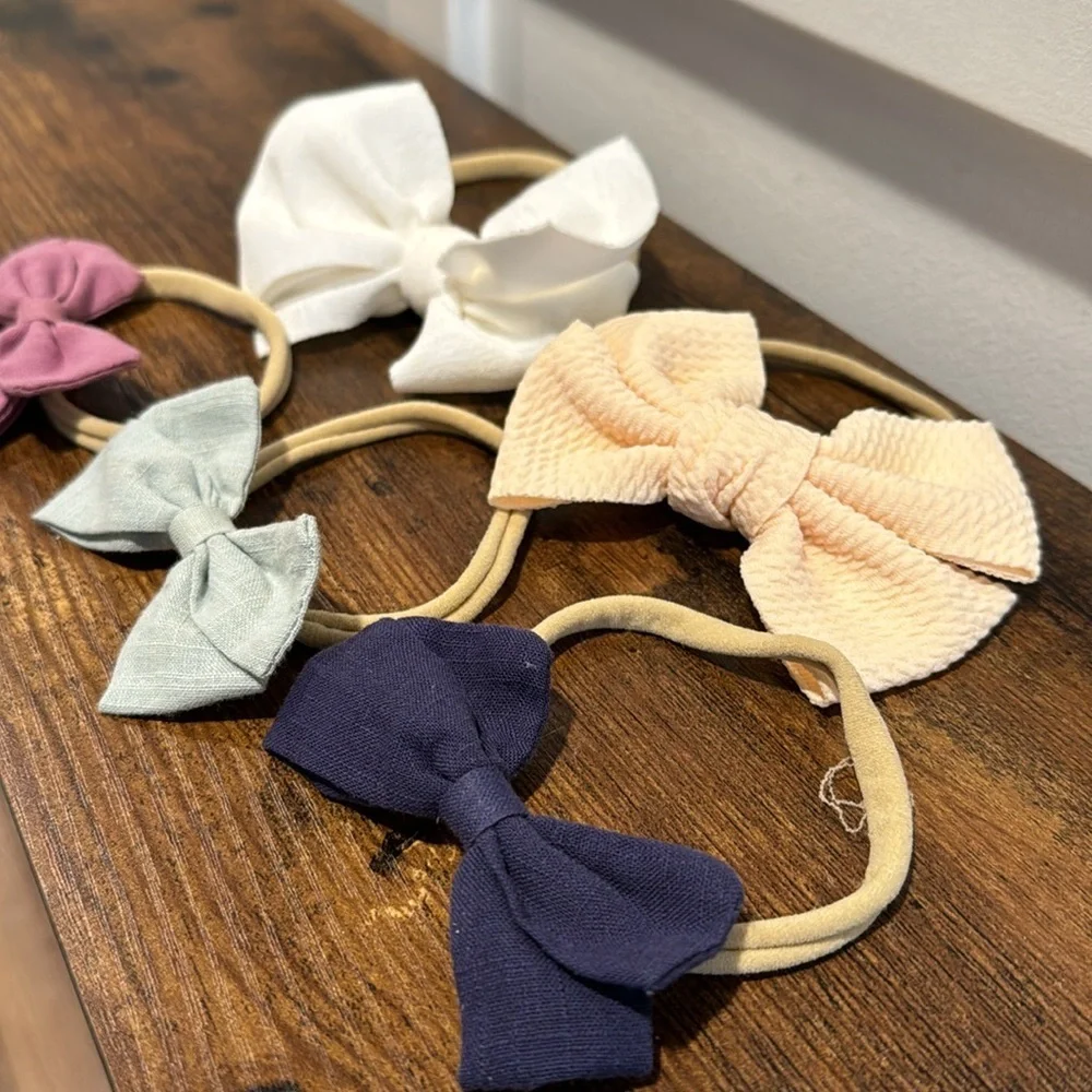Variety Lot of 5 Stretchy Headband Baby Bows